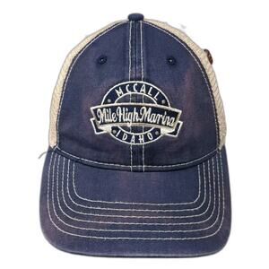 Ahead Trucker Hat Blue Beige OS Idaho McCall Mile High Marina Snapback